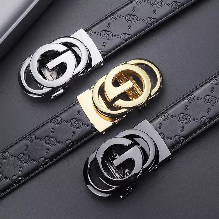Ceinture de luxe pour hommes, ceinture à boucle automatique pour hommes, ceinture en cuir véritable