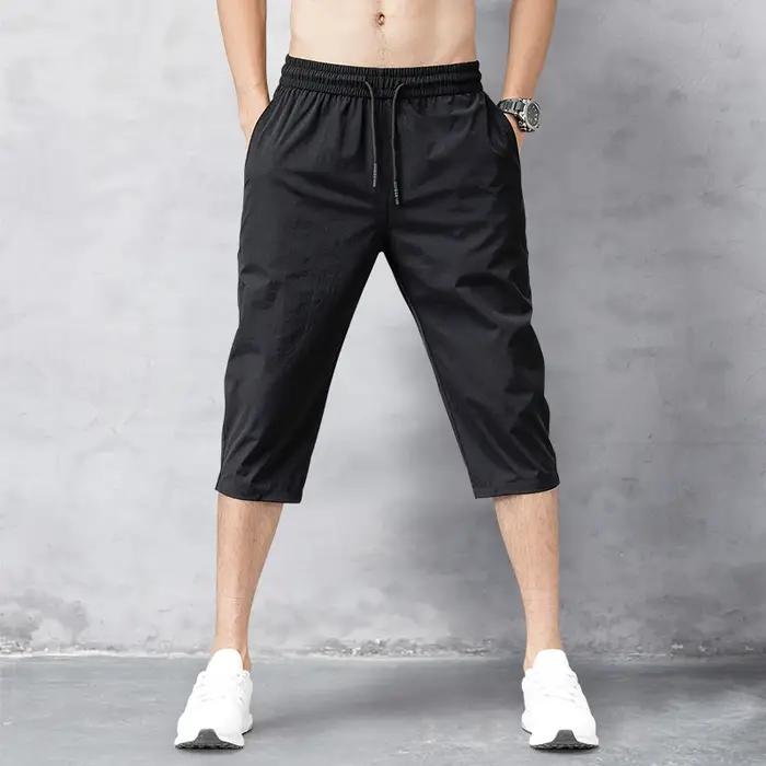 Pantalon court d'été pour hommes, pantalon extensible respirant au toucher glacé, short polyvalent d