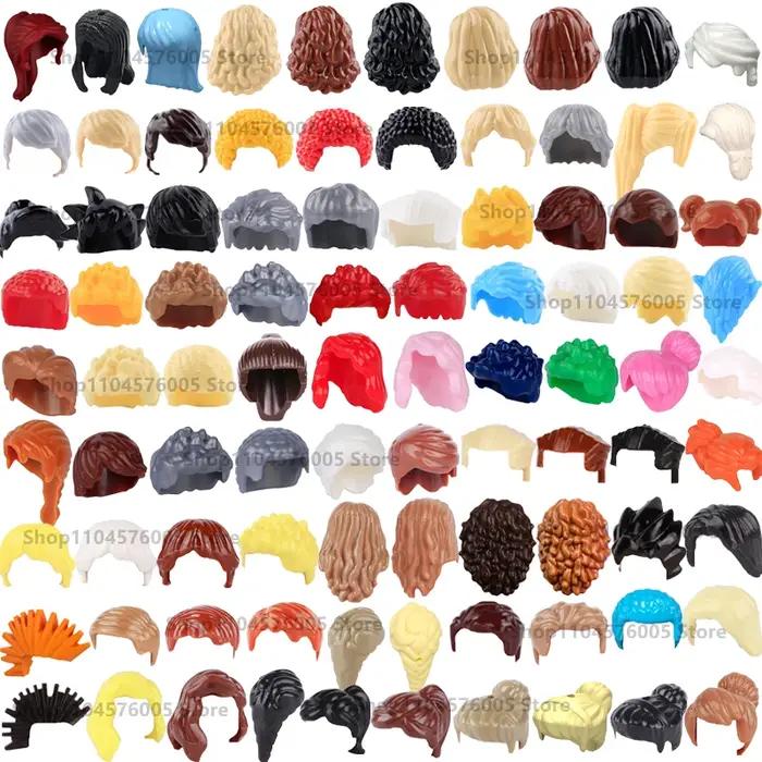 MOC – blocs de construction de cheveux bruns, figurines de ville, corps, accessoire créatif, pièces