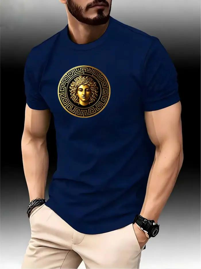 T-shirt de course à col rond pour homme, haut fin, impression artistique, séchage rapide, manches co