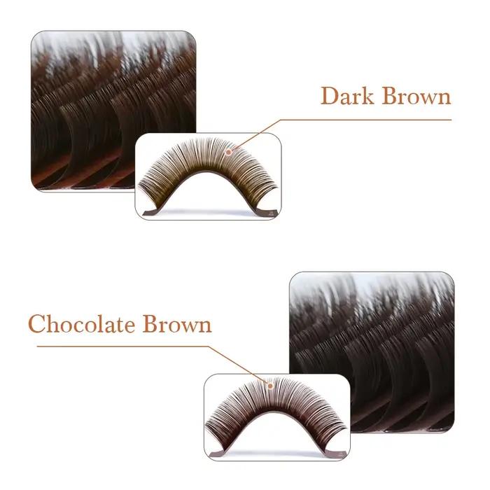 32 rangées d'extension de cils brun foncé clair mélange 9-16 cils individuels de vison couleur de ha