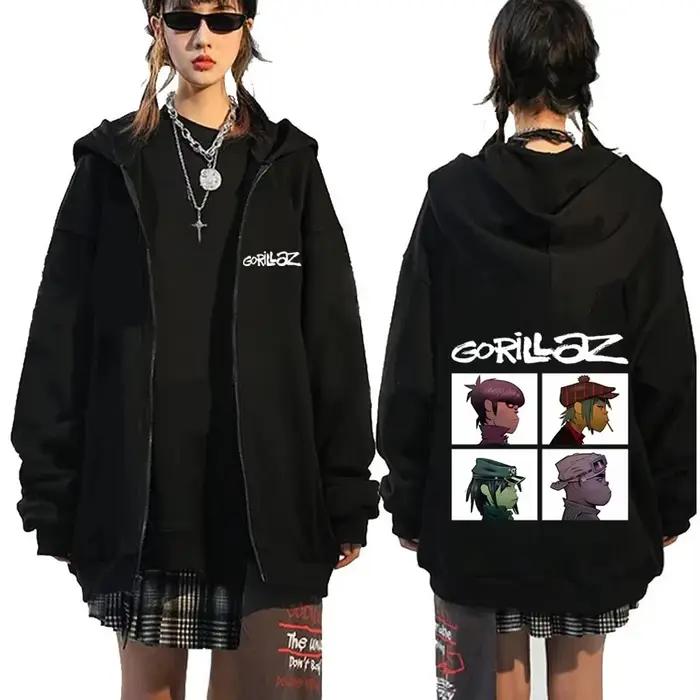Rock Band Gorillaz Demon Days Album graphique sweat à capuche avec fermeture éclair hommes femmes Hi