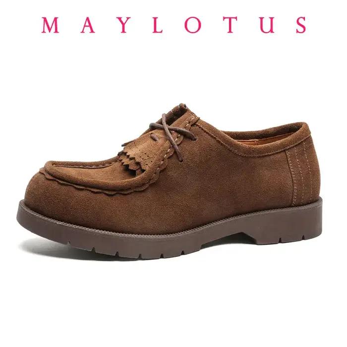 Chaussures en cuir décontractées faites à la main pour hommes, mocassins britanniques Vintage en dai