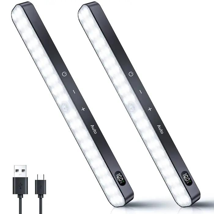 Lumières d'armoire WILLED, affichage de batterie Rechargeable, 60 LED, capteur de mouvement, lumière