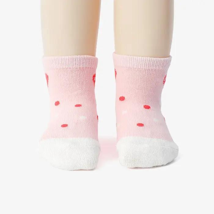6 paires de chaussettes antidérapantes pour filles, motif de fleurs et de cœurs, pour enfants, bébés