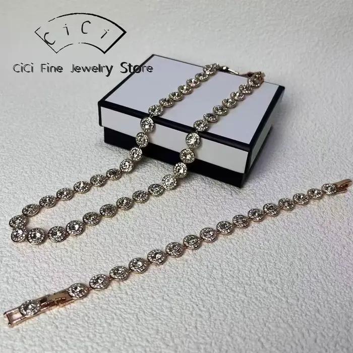 Ensemble de bijoux ronds en cristal, goutte d'eau, haute, à la mode, éblouissant, Bracelet, boucle d