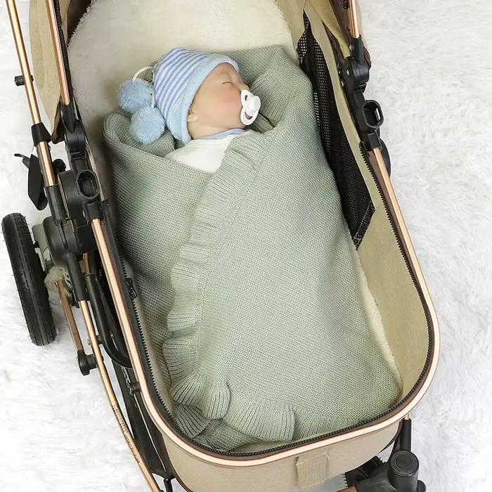 Couvertures tricotées pour bébé garçon, literie de berceau, couette à carreaux pour filles, 90x70cm,