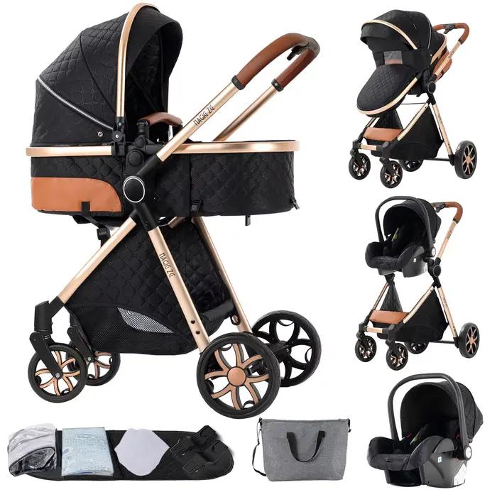 Poussette bébé 3 en 1 landau poussette légère compacte pliable poussette nouveau-né poussette systèm