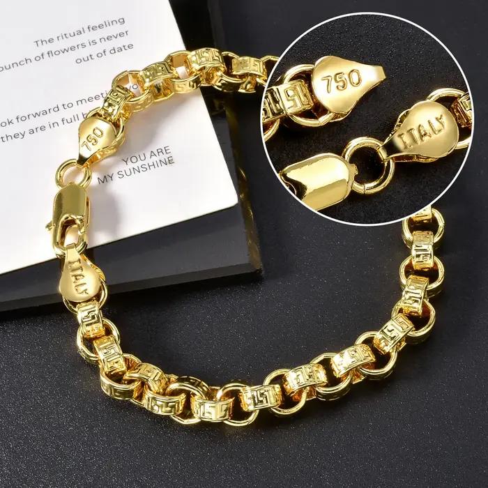 Bracelet plaqué or 18 carats Italie 750 Bracelet en forme tressée en cuivre Hip-Hop Quotidien Hommes