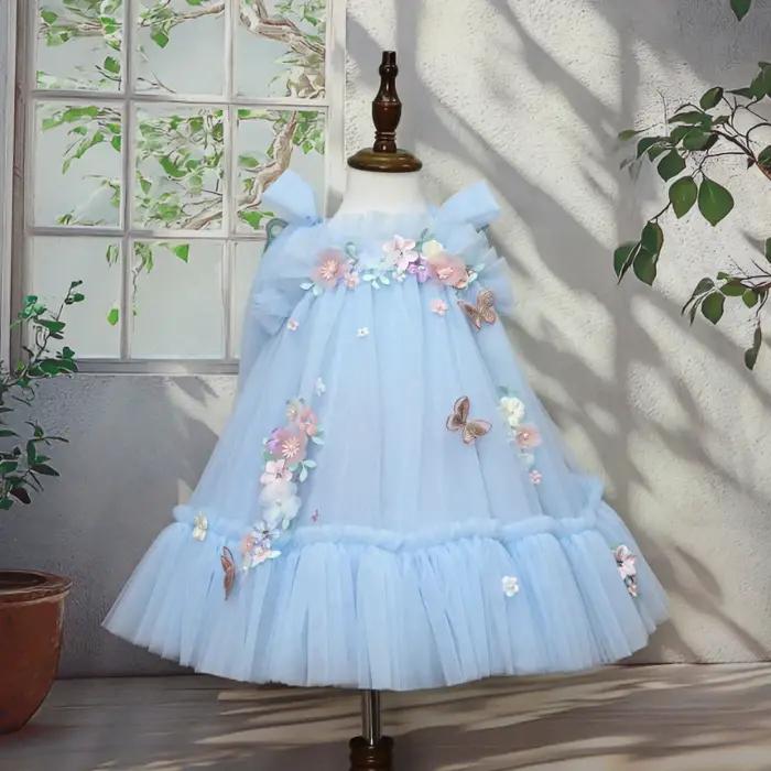 Robe Tutu Enfant 2026 avec Appliques et Ailes, Robe de Princesse pour Filles, Tenue de Cérémonie et