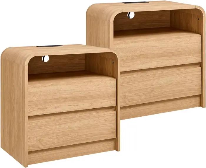 Ensemble de table de chevet moderne de 25 po de haut, 2, table de chevet en bois de 23,6 po de large