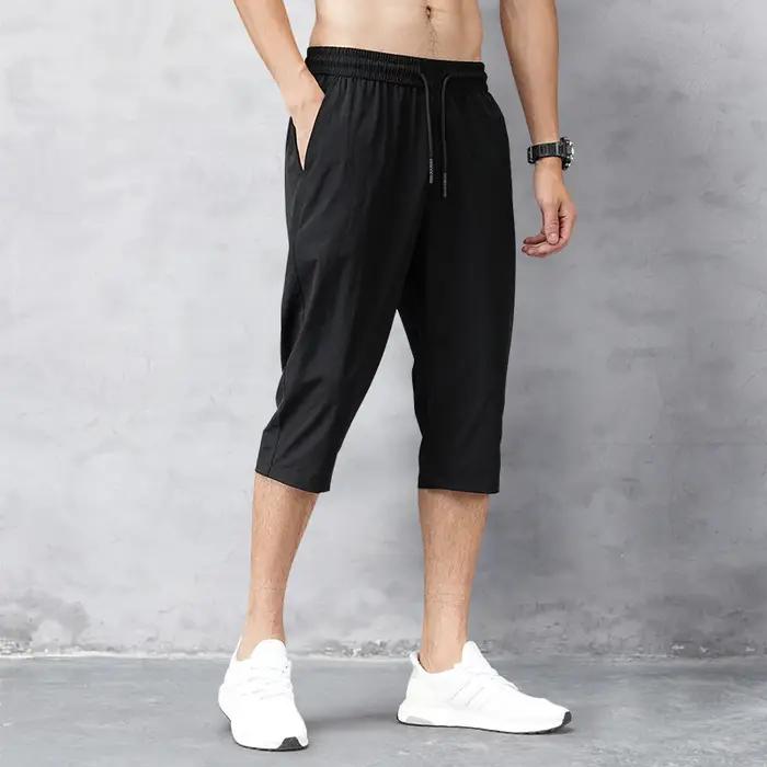 Pantalon court d'été pour hommes, pantalon extensible respirant au toucher glacé, short polyvalent d