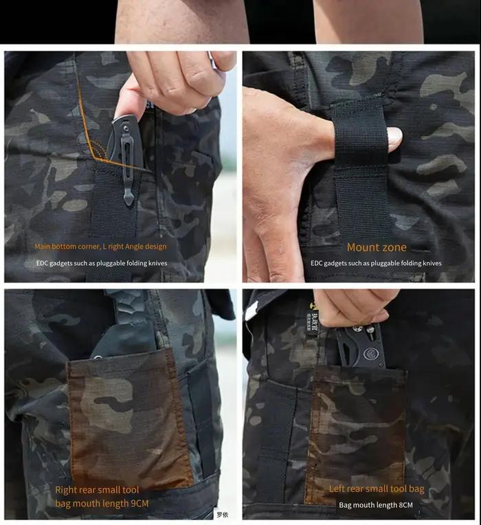 Shorts de camouflage pour hommes, pantalons militaires multi-poches à séchage rapide, pour l'été, ra