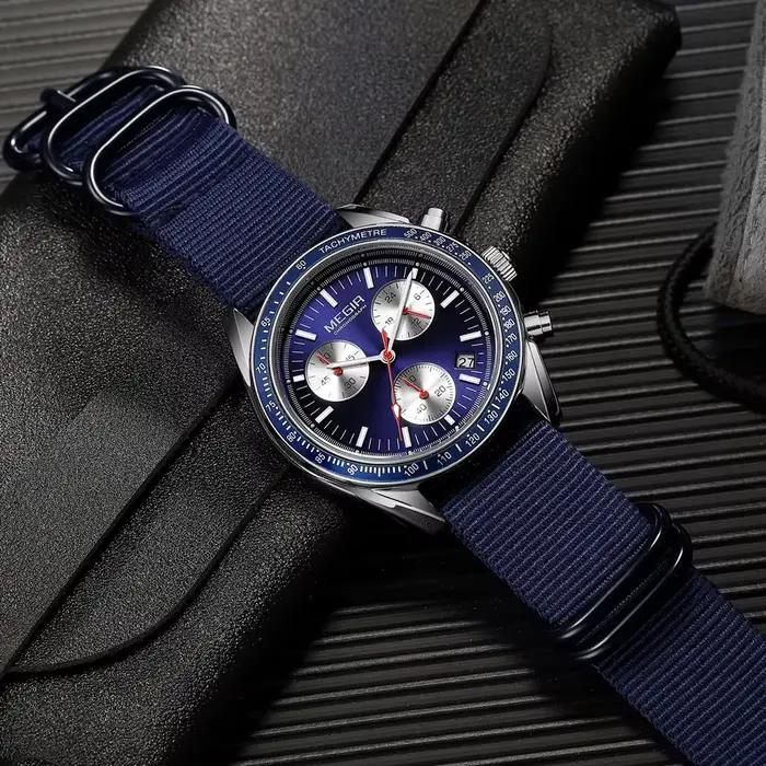 MEGIR Quartz chronographe montres hommes étanche Sport montre-bracelet hommes avec mode bracelet en