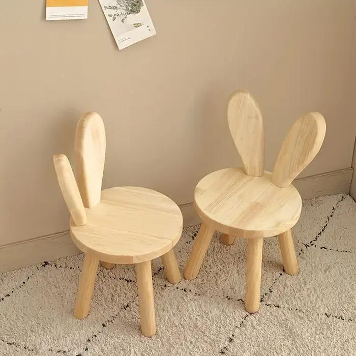1pc petit tabouret créatif, oreilles de lapin mignonnes petit tabouret en bois massif, tabouret déco