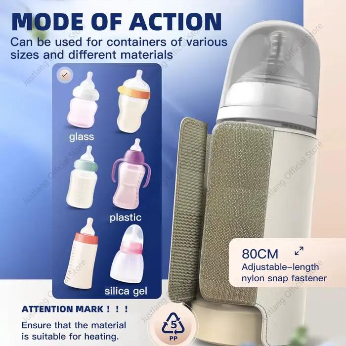 JUSTLANG 10000mAh chauffe-biberon 5 niveaux de chaleur multifonction chauffe-lait maternel contrôle