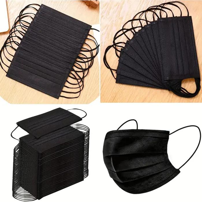 Masque de protection jetable noir, 100 pièces, 3 couches respirantes et confortables, très adapté à