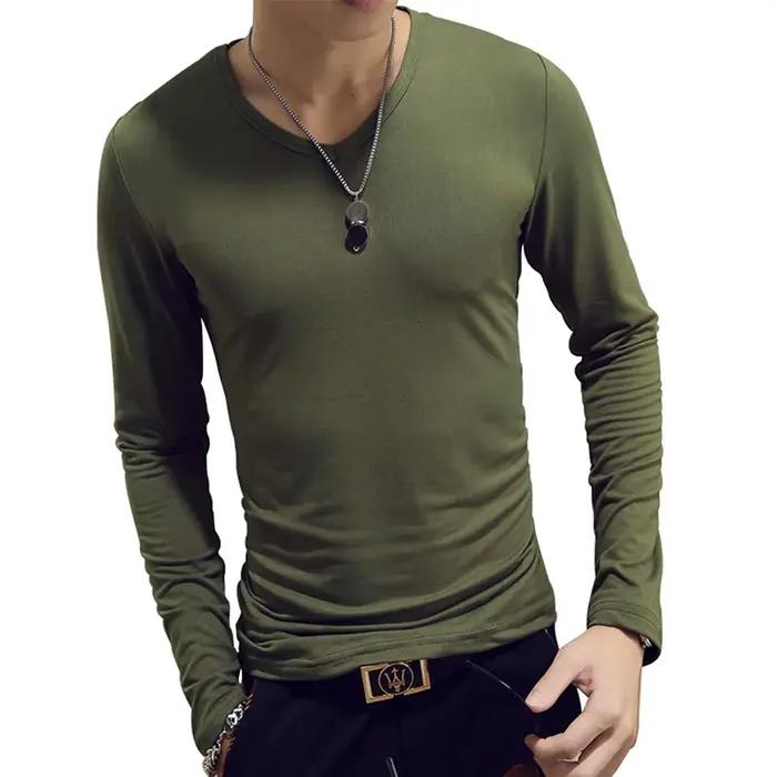 T-shirt à Manches sulfet Col Rond pour Homme, Vêtement Basique, Slim, Décontracté, Couleur Unie, Pri