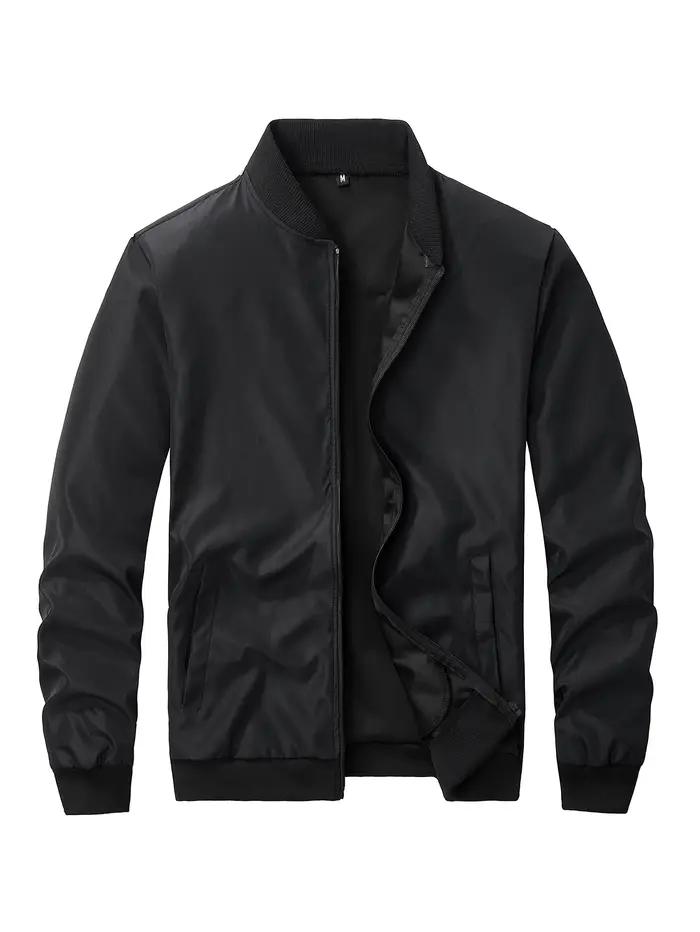 Veste courte ample à col de Baseball pour hommes, couleur unie, manteau fin décontracté d'affaires,