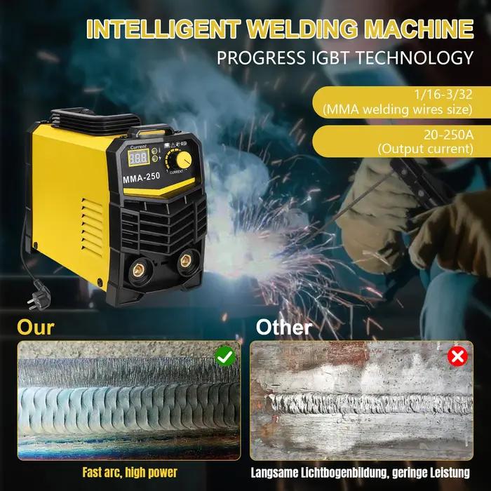 Machine à souder à onduleur 250A, 220V IGBT, soudeur électrique LCD avec porte-électrode, masque de