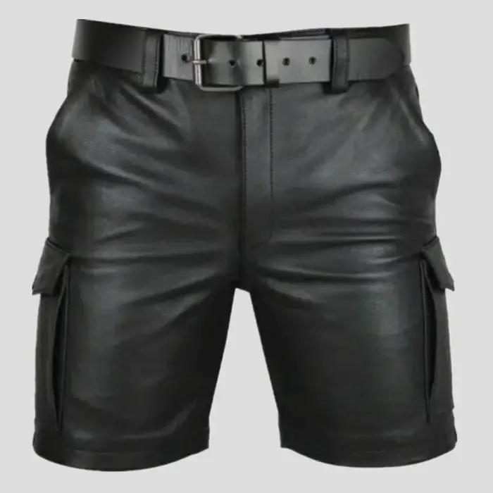 Short en Faux cuir PU pour hommes, Streetwear d'été tendance avec poches, tenue de discothèque, shor
