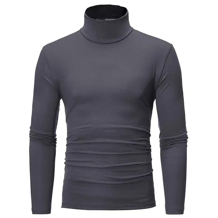 Sous-vêtements thermiques à col haut pour hommes, chemise mince coupe couvertes, t-shirt à manches l