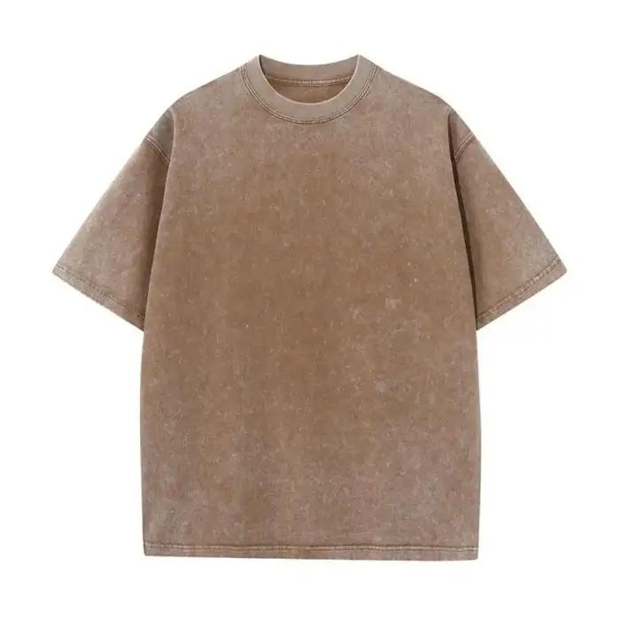 T-shirt rétro en coton pour hommes et femmes, manches à épaules tombantes, t-shirts vintage à manche
