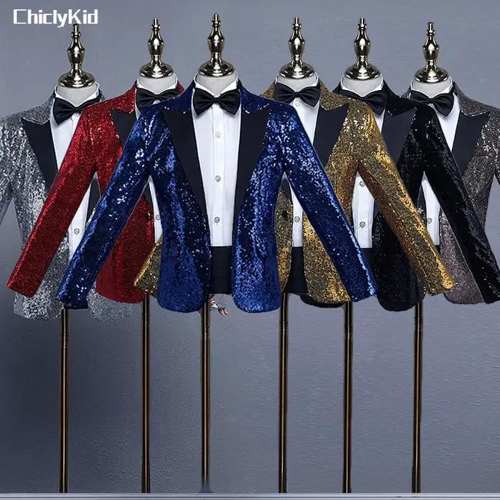 Veste de brevà Paillettes pour Garçon, Blazer Brcorporelle, Robe Formelle Trempée, Vêtements de ixde