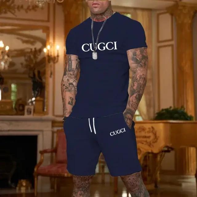 Ensemble sportif décontracté pour homme, t-shirt et short à manches courtes, tendance et à la mode,