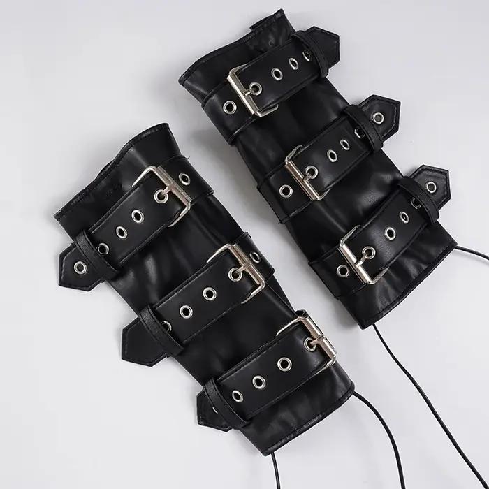 SUCHCUTE – gilet rétro Punk en cuir Pu pour femmes, avec couverture de manches, gothique, noir, sans