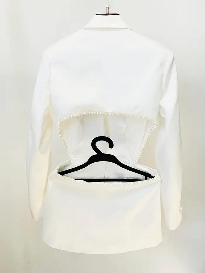 HIGH STREET Nouveauté 2026 Mode de créateur pour femme Blazer ajouré à motifs floraux, appliques et
