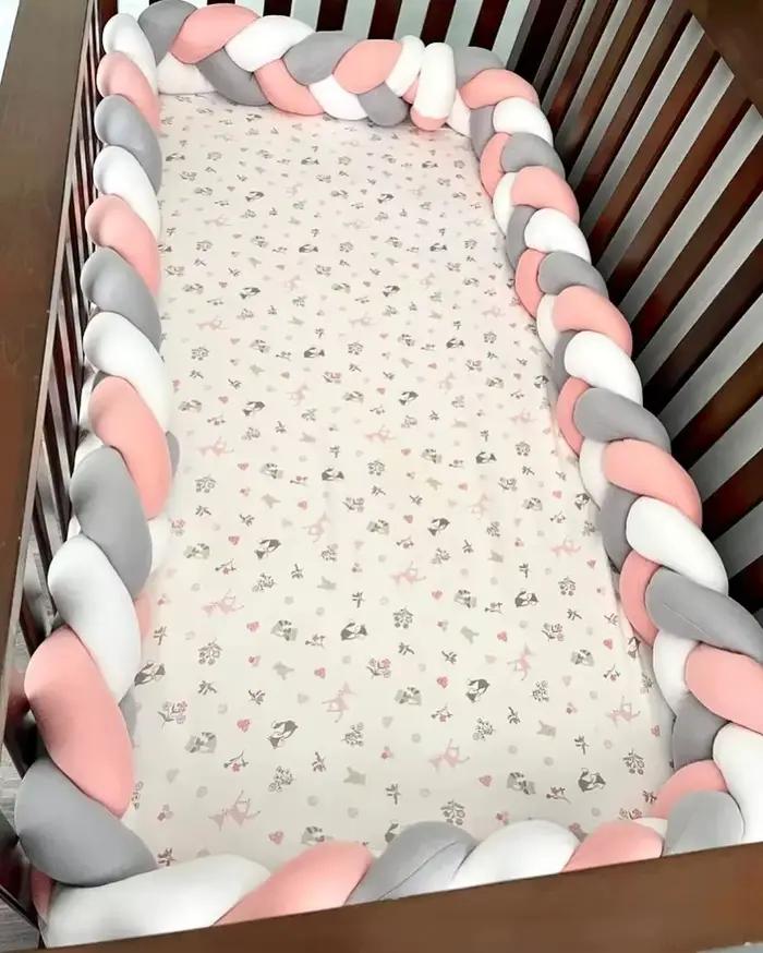 Protecteur de berceau pour bébé, coussin à nœud tressé pour nourrissons et enfants, 3 actions, pare-