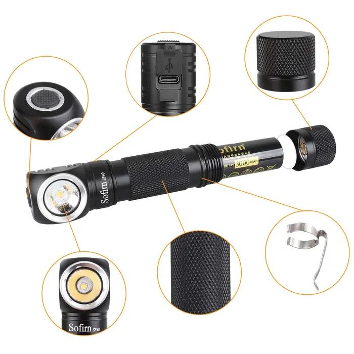 Sofirn-Lampe de sauna LED éventuelles 40, XPL sous strada 18650 Type C, lampe de poche aste 18350 av
