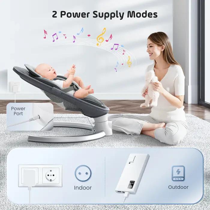 Chaise vide-bébé Bluetooth, agitateur électrique pour bébé, lave-vaisselle à 5 points, avec 5 vitess