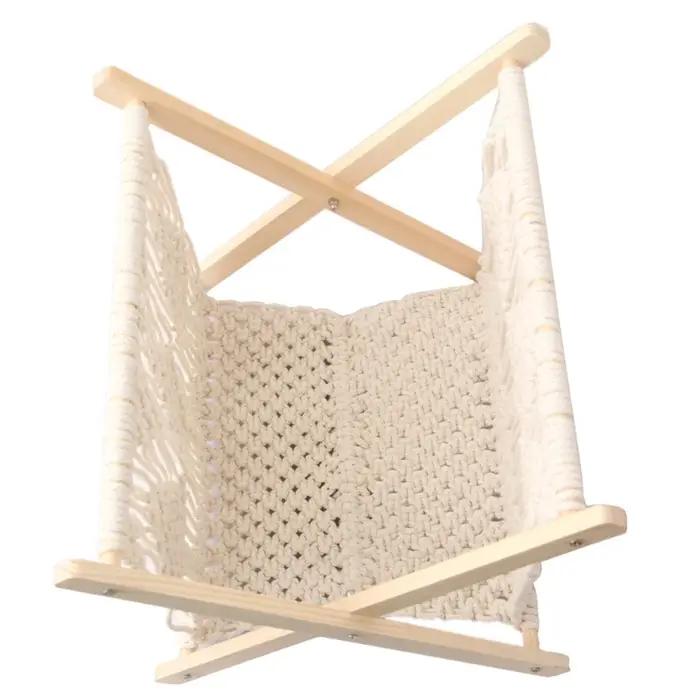 Porte-revues en macramé, style Boho, panier rangement sur pied pour journaux, livraison directe