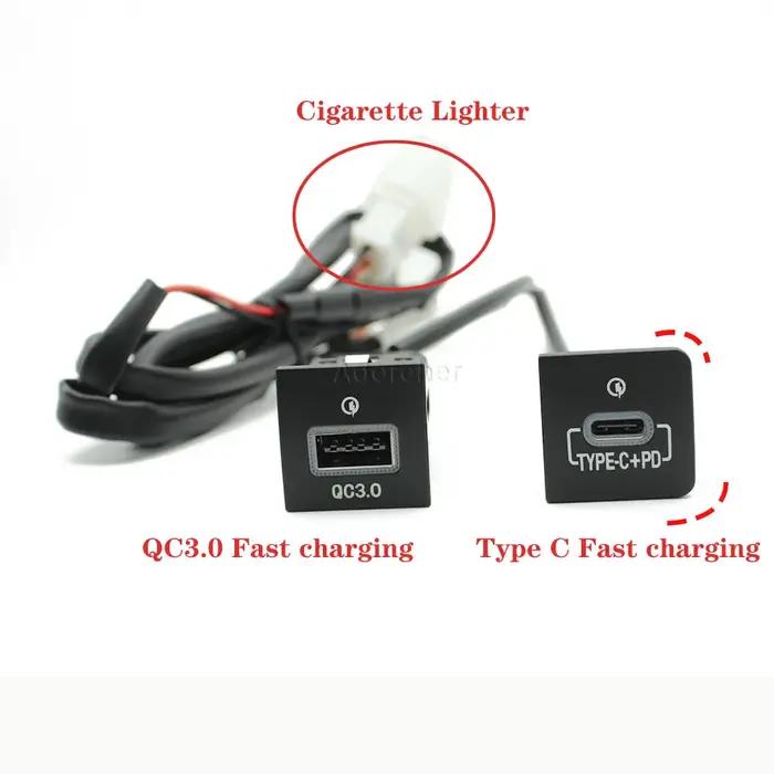 Prise de chargeur de voiture rapide 12V/24V, double USB, adaptateur d'alimentation QC3.0 PD Type C P