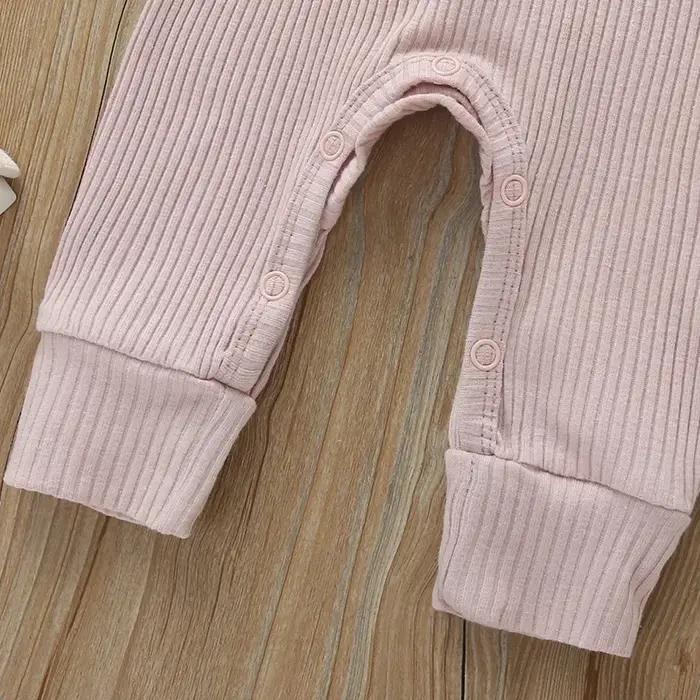 Printemps automne nouveau-né bébé garçons filles à manches longues côtelé coton barboteuse combishor