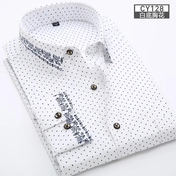 Nouvelle chemise pour hommes à manches longues mince printemps/été imprimé repassage gratuit affaire