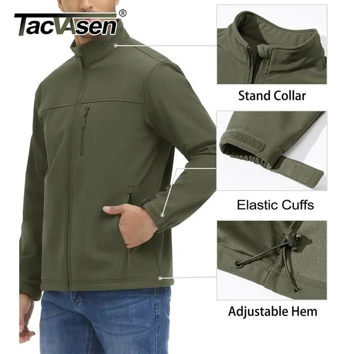 TACVASEN Veste de randonnée imperméable pour homme avec fermeture éclair complète, doublure polaire