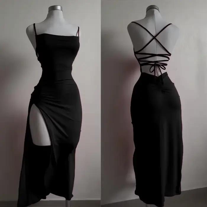 Robe d'été explosive à bretelles licou, haute sensibilité, sac Spice Girl, robe de hanche, nouvelle