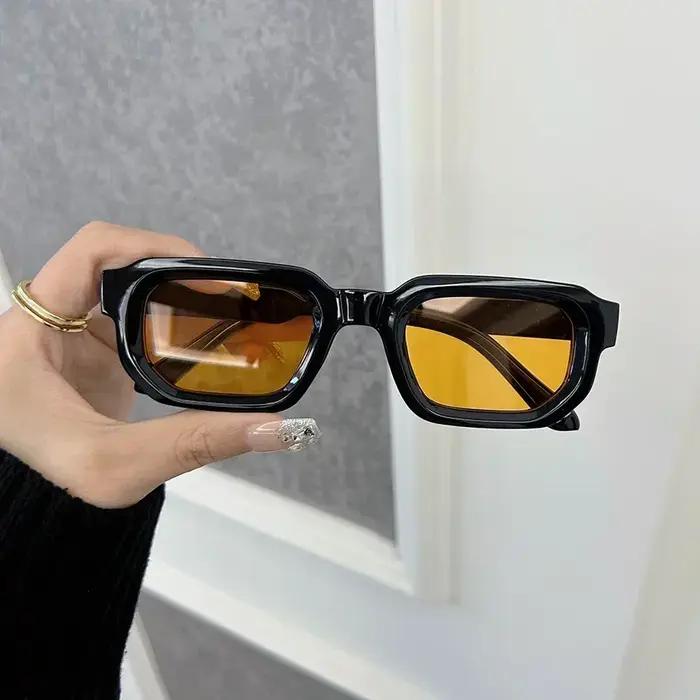 Luxueux Rectangle lunettes de soleil femmes hommes marque de mode concepteur décontracté lunettes de