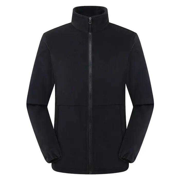 Veste polaire douce avec poches Manteau léger à fermeture éclair complète pour loisirs en plein air