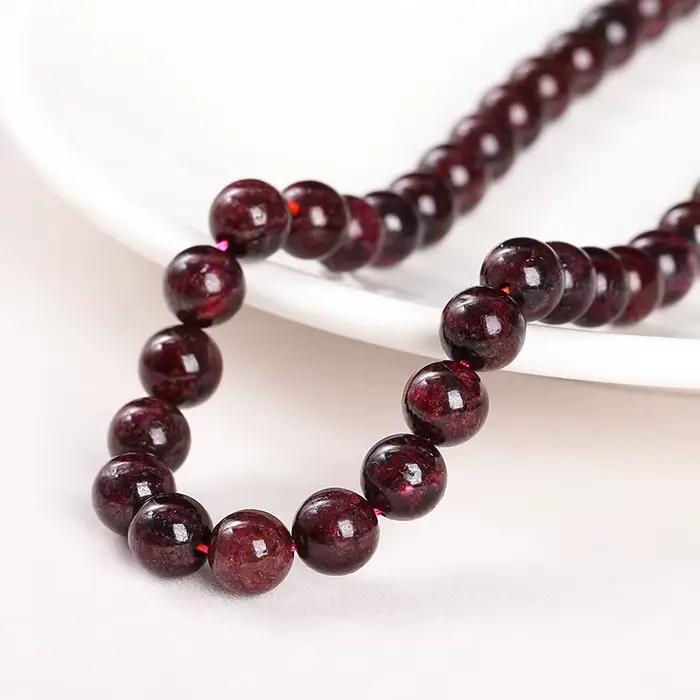 Perle de grenat rouge foncé en pierre naturelle 1A, entretoise ronde adt, taille de choix 4mm, 6mm,
