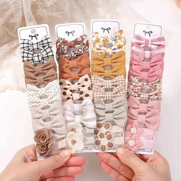 Bébé arcs 20 pièces/ensemble tissu fait à la main imprimé Barrette Boutique Mini Boutique frange arc