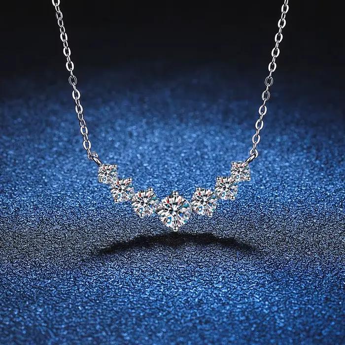 Collier Moissanite pour femme, bijoux fins de mariage avec certificats, plaqué argent Sterling 925,