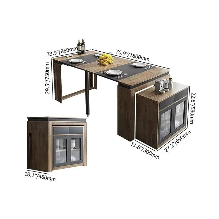 Table à manger extensible multifonctionnelle moderne, gain de place avec armoire de rangement