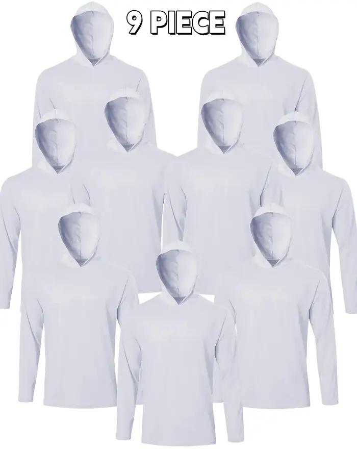 Lot de 9 chemises à capuche et manches longues pour hommes – T-shirts de sport confortables et respi