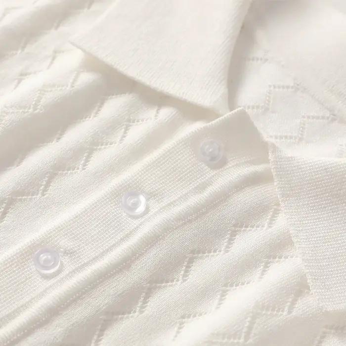 MVCircFLRT-T-shirt à manches courtes pour homme, polo en tricot respirant, chemise fine, chemise d'a