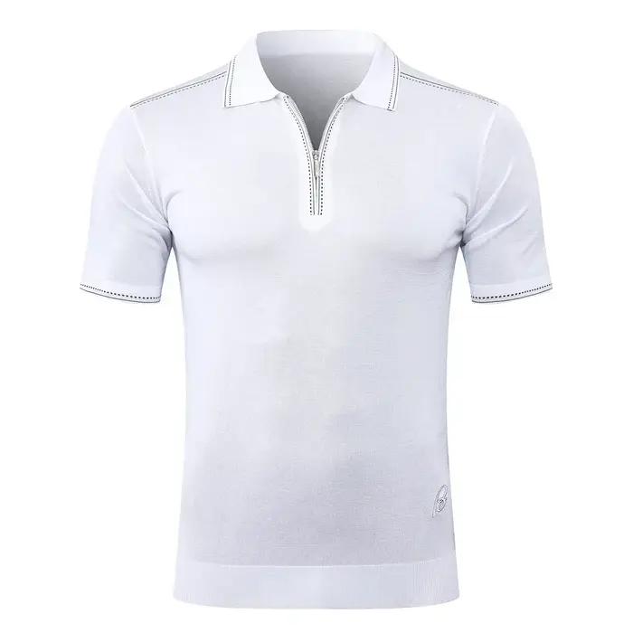 BILLIONAIRE BLSK CPRT polo soie hommes 2026 nouvelle couleur unie élastique à manches courtes mince