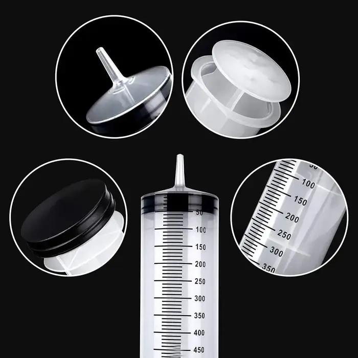 Seringues de grande capacité 50ml/100ml/150ml/200ml/250ml/350ml/550ml avec tuyau de 1M, pompe d'inje